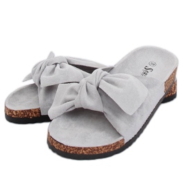 Pantofole grigie in camoscio grigio CK02P Grigio