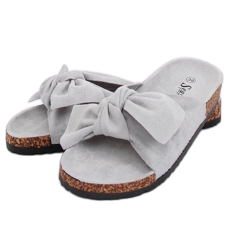 Pantofole grigie in camoscio grigio CK02P Grigio