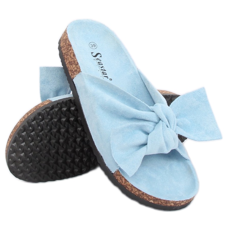 Ciabatte in camoscio blu CK02P LT.BLUE