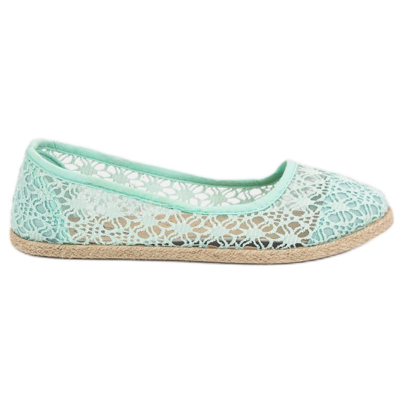 Ballerine di pizzo alla menta verde