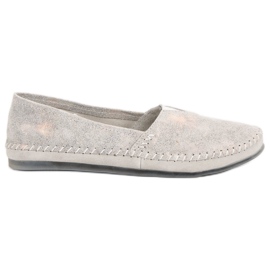 Sneakers slip on in pelle argento grigio