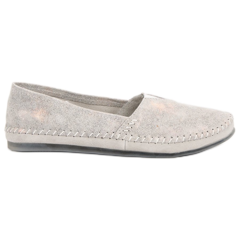 Sneakers slip on in pelle argento grigio