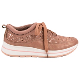 Scarpe sportive con cristalli rosa