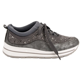 Scarpe sportive con cristalli grigio