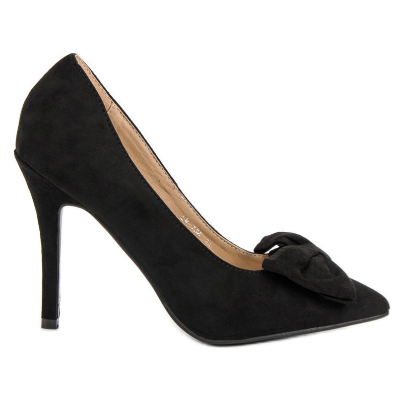 Laura Mode Tacco In Pelle Scamosciata Con Fiocco nero