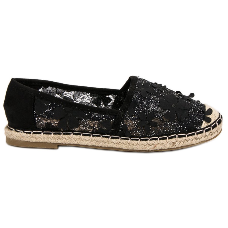 Nio Nio Espadrillas di pizzo a fiori nero