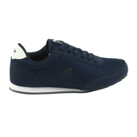 Scarpe sportive allacciate American Club bianca blu navy