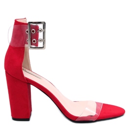 Sandali con strisce trasparenti rosso B4-0218H Red