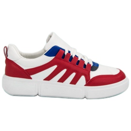 SHELOVET Scarpe sportive comode bianco rosso