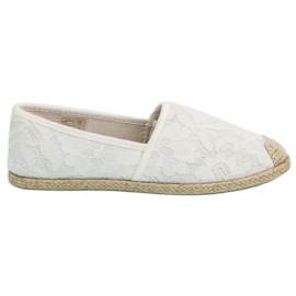 Espadrillas di pizzo bianco bianca