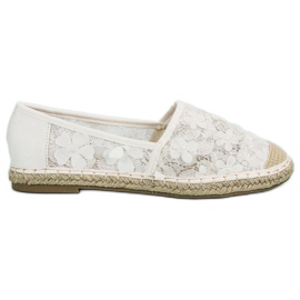 Nio Nio Espadrillas di pizzo a fiori bianco