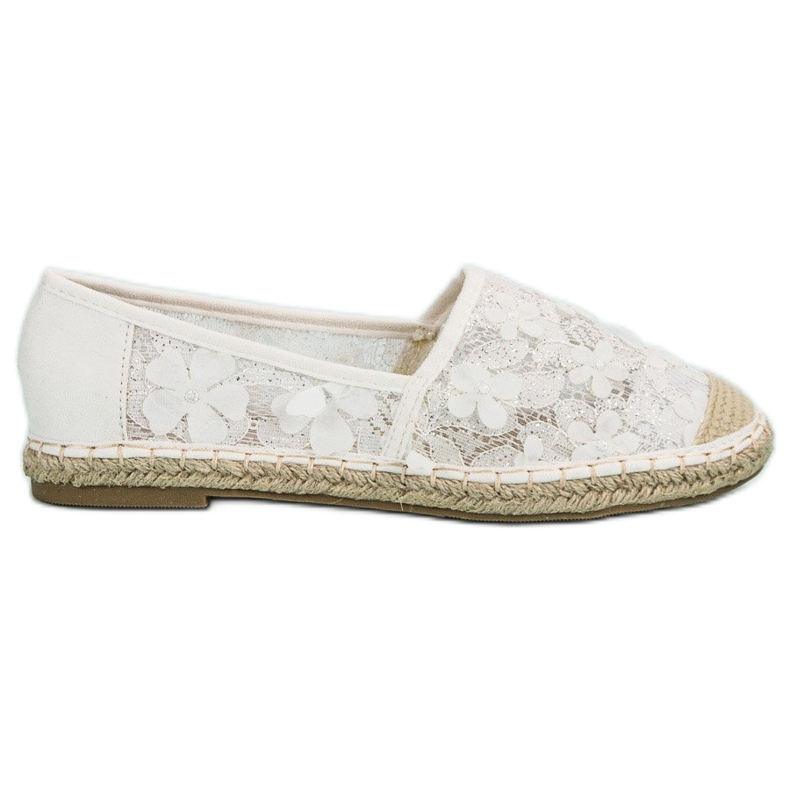 Nio Nio Espadrillas di pizzo a fiori bianca
