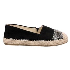 Small Swan Espadrillas In Camoscio Con Cristalli nero
