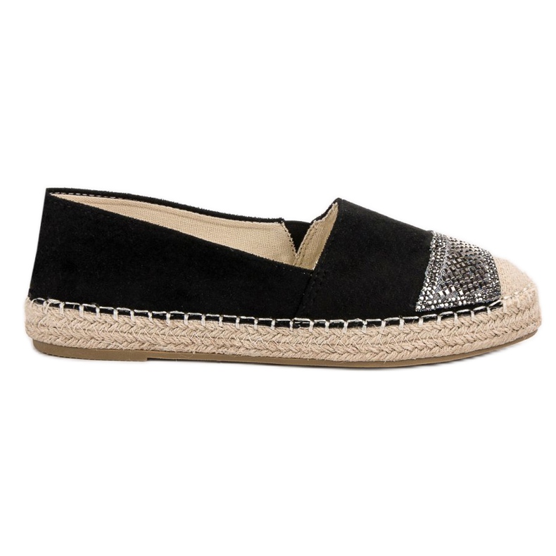 Small Swan Espadrillas In Camoscio Con Cristalli nero