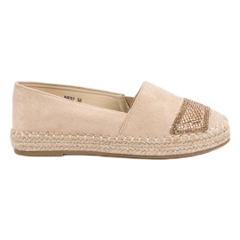 Small Swan Espadrillas In Camoscio Con Cristalli marrone