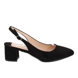 Décolleté con tacco aperto nero S0-231 Nero