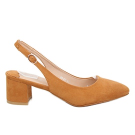 Décolleté con tacco aperto cammello S0-231 Camel marrone