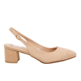 Décolleté con tacco aperto beige S0-231 Beige