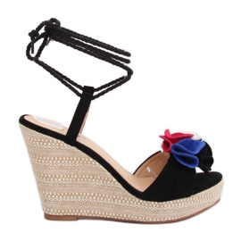 Sandali neri con zeppa YY27P Nero