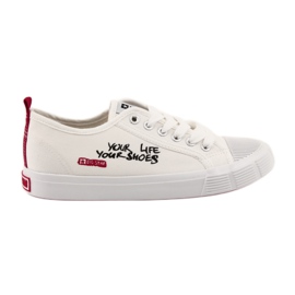 Sneakers bianche Big Star 274825 allacciate bianco rosso