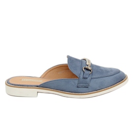 F9375 Mocassini pantofole blu