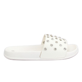 Bianco CK67P Pantofole bianche con pietre