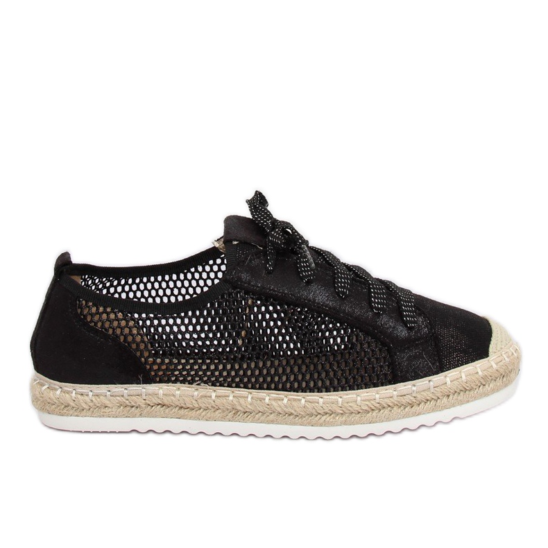 Espadrillas nere allacciate B752S-BL Black nero