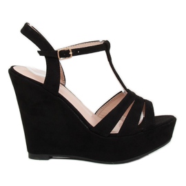 Sandali neri con zeppa A208 Black nero