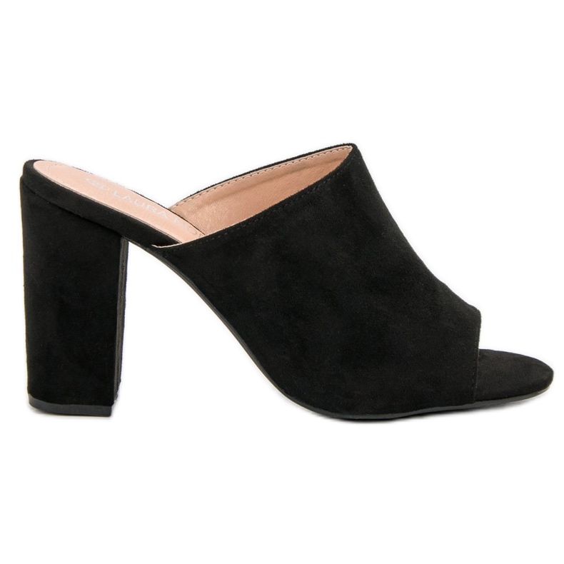 Laura Mode Pantofole in pelle scamosciata su un bar nero