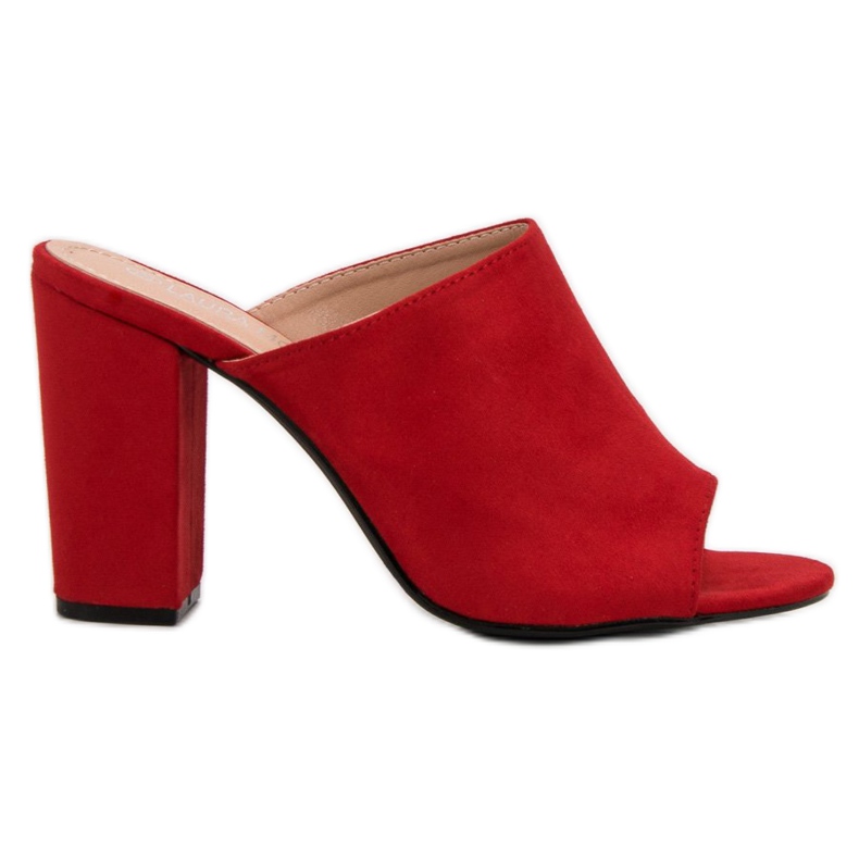 Laura Mode Pantofole in pelle scamosciata su un bar rosso