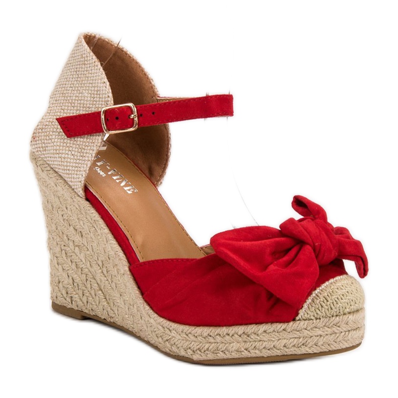 Espadrillas su décolleté con zeppa rosso
