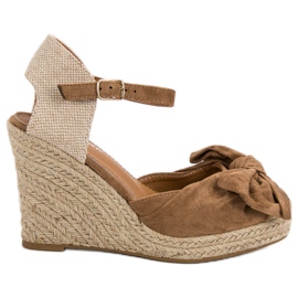 Espadrillas su décolleté con zeppa marrone