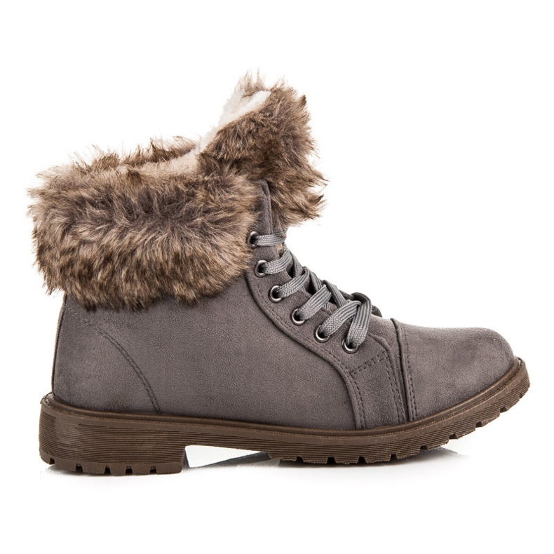 New Tlck Trapper in pelle scamosciata con pelliccia grigio