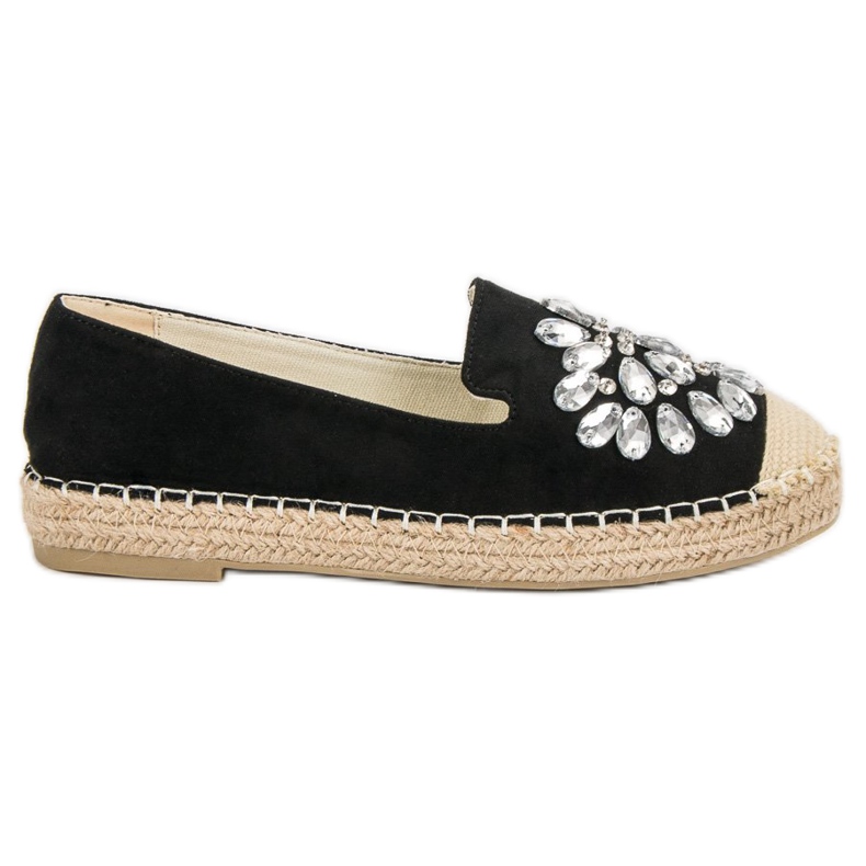 Small Swan Espadrillas In Camoscio Con Ornamenti nero
