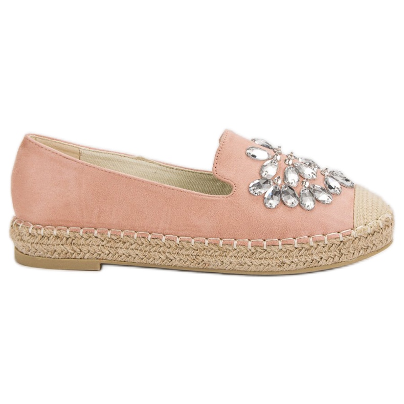 Small Swan Espadrillas In Camoscio Con Ornamenti rosa