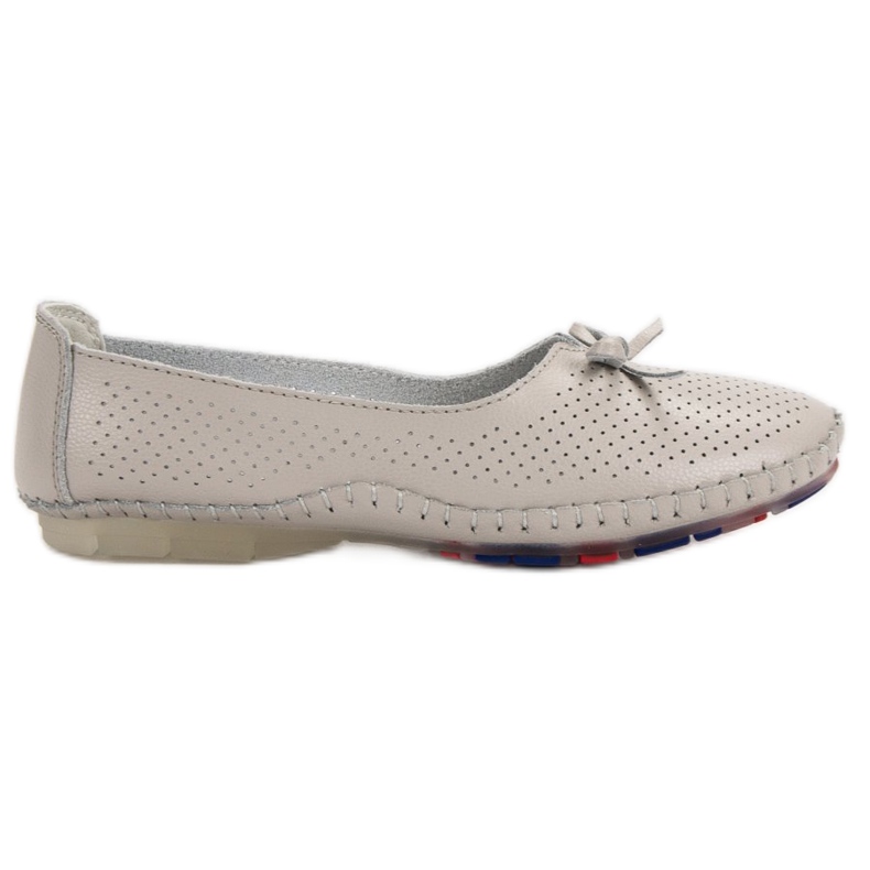 VINCEZA ballerine in pelle traforata grigio