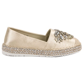 Espadrillas dorate con ornamenti d'oro