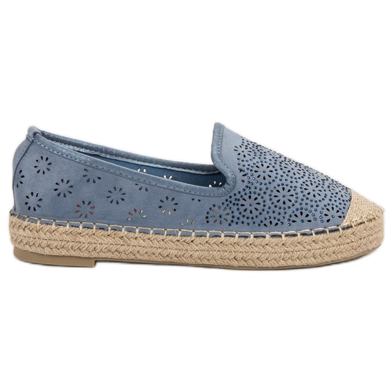 Espadrillas traforate in pelle scamosciata blu