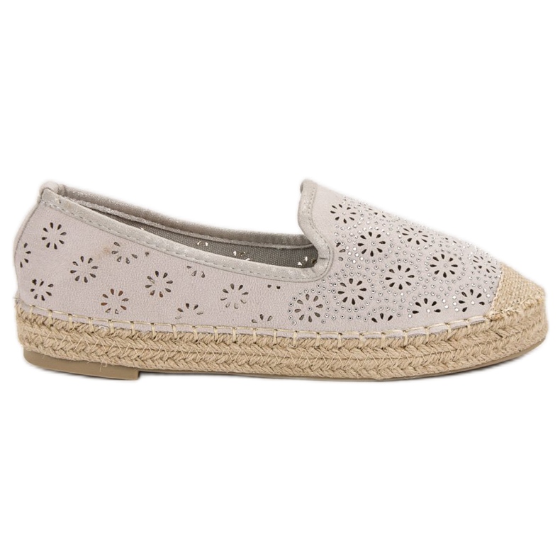 SHELOVET Espadrillas traforate in pelle scamosciata grigio