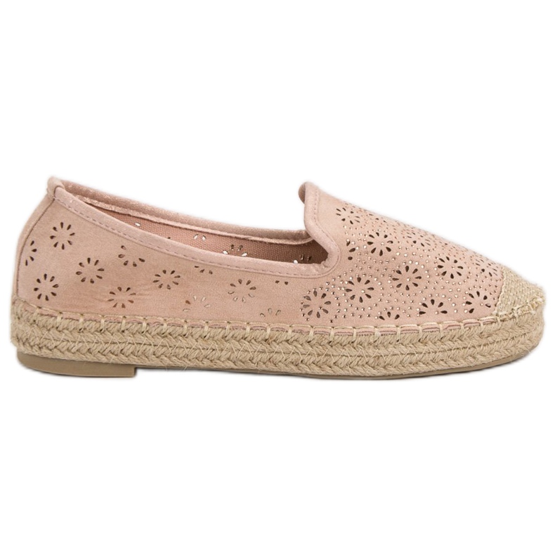 Espadrillas traforate in pelle scamosciata rosa