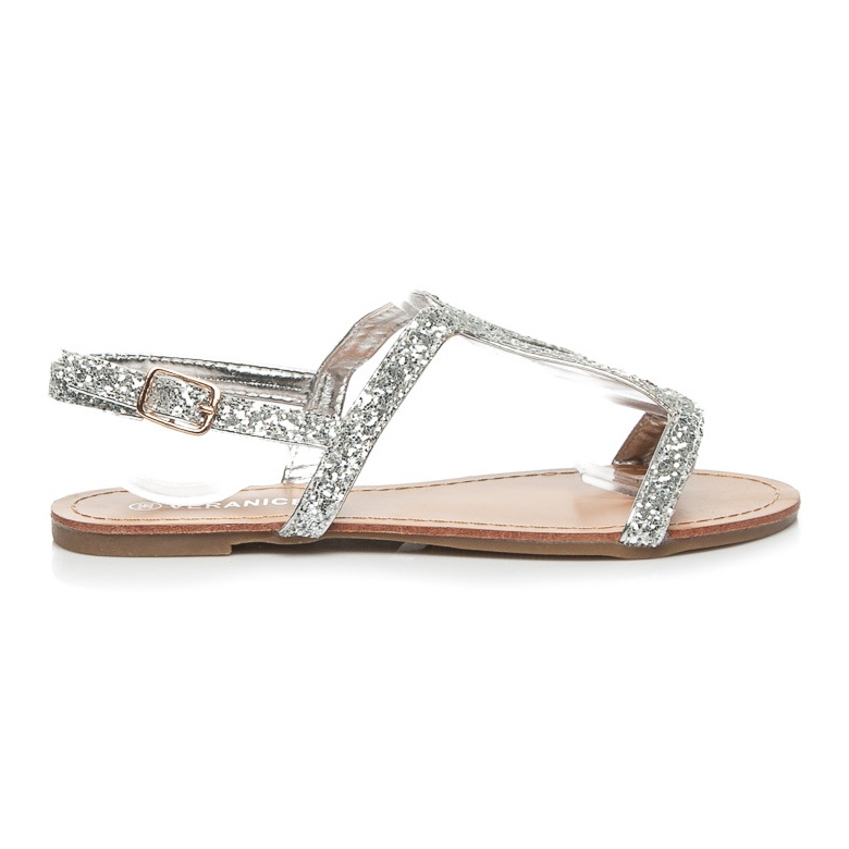 VERANICE Sandali piatti glitterati grigio