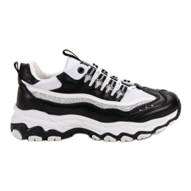 Sneakers Con Glitter bianco nero