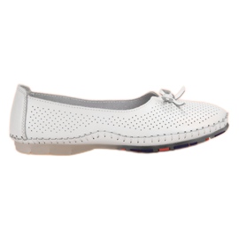 VINCEZA ballerine in pelle traforata bianca