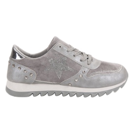 Scarpe sportive con cristalli grigio