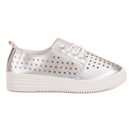 Sneakers traforate argento grigio