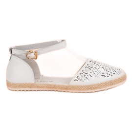 VINCEZA ballerine in pelle con cerniera bianco