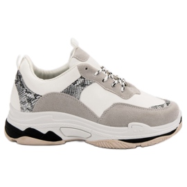 Sneakers Bianche Con Motivo nero marrone