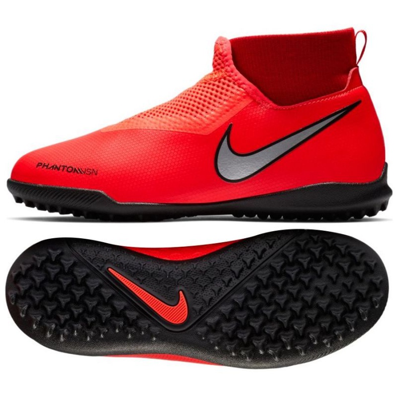Nike Phantom Vsn Academy Df Tf Jr AO3292-600 scarpe da calcio rosso rosso