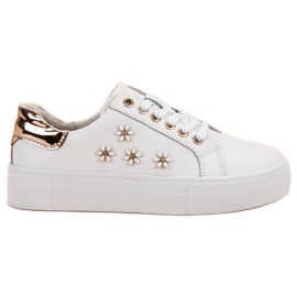 Filippo Scarpe sportive in pelle con fiori bianco