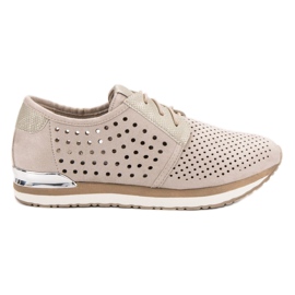 Aclys Scarpe brogue beige traforate marrone giallo
